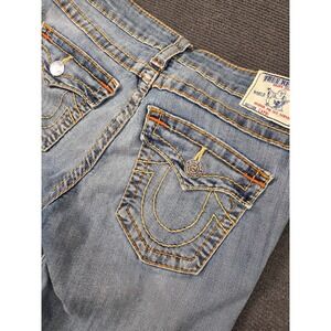 TRUE RELIGION Capri Crop Denim Jeans Size 30 Blue Stretch